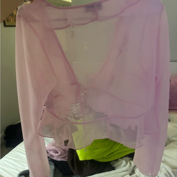 Sheer Pink Ruffle Top - Picture 2 of 2